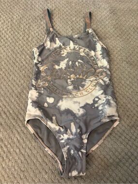 Justice Grey Swimsuit with Rose Gold Logo Strap
